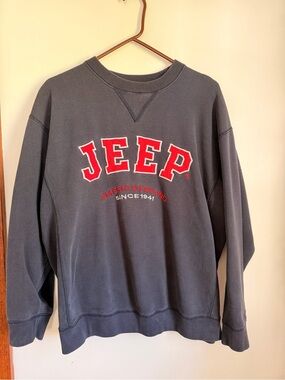 Vintage Jeep Crewneck Sweatshirt in navy blue with Red Logo